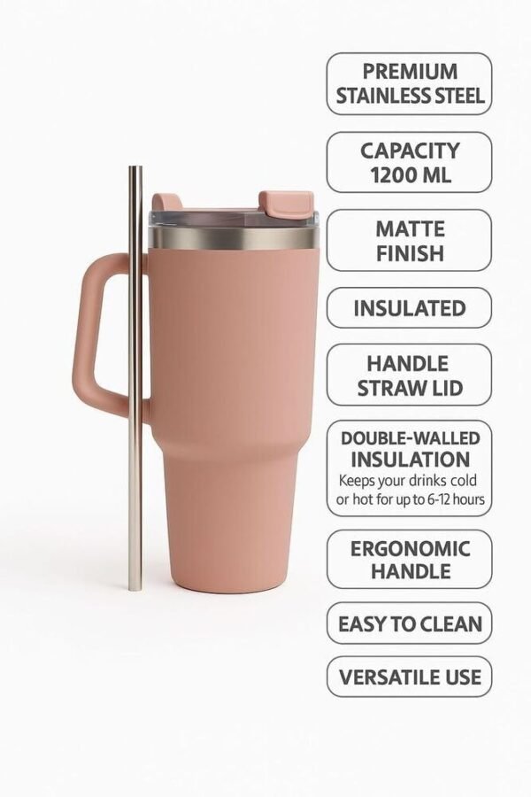 1200ML Stainless Steel Tumbler with Handle & Straw | A2ZSales